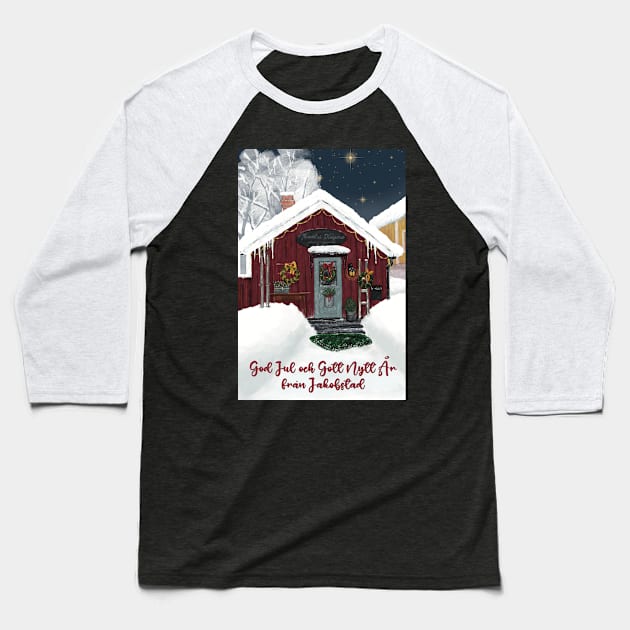 Christmas Greeting card from the old part of Jakobstad called Skata.Swedish text. Baseball T-Shirt by marina63